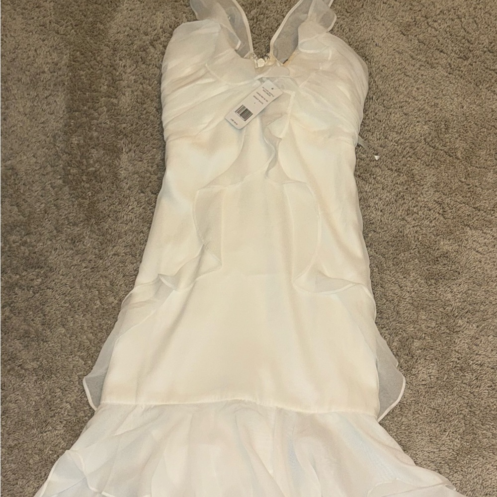 Bebe ALLOVER RUFFLE MINI DRESS bright white